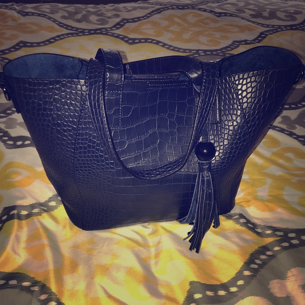 Navy blue Large leather handbag